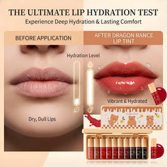 Eakroo open case displaying ten distinct lip tint and gloss shades for variety