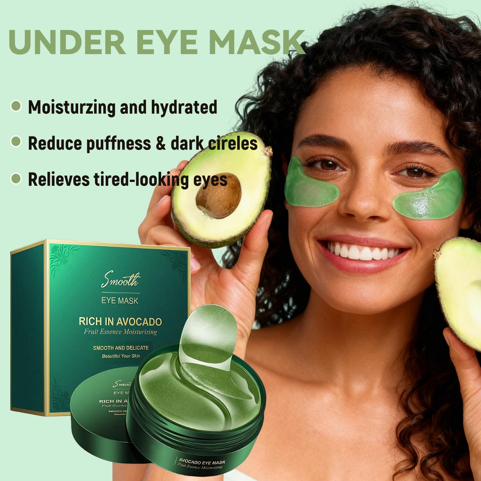 Eakroo single avocado eye patch close-up highlighting smooth cooling texture