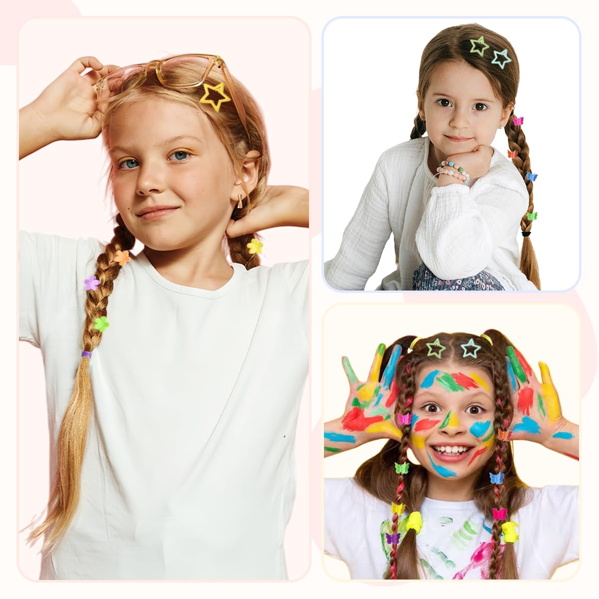 EAQIOIL hair on a child secured with a cute clip for polished ponytail