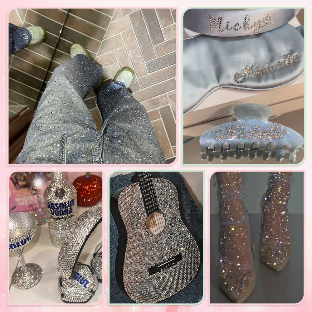 EARLMONI rhinestones applied to nails demonstrating neat professional finish
