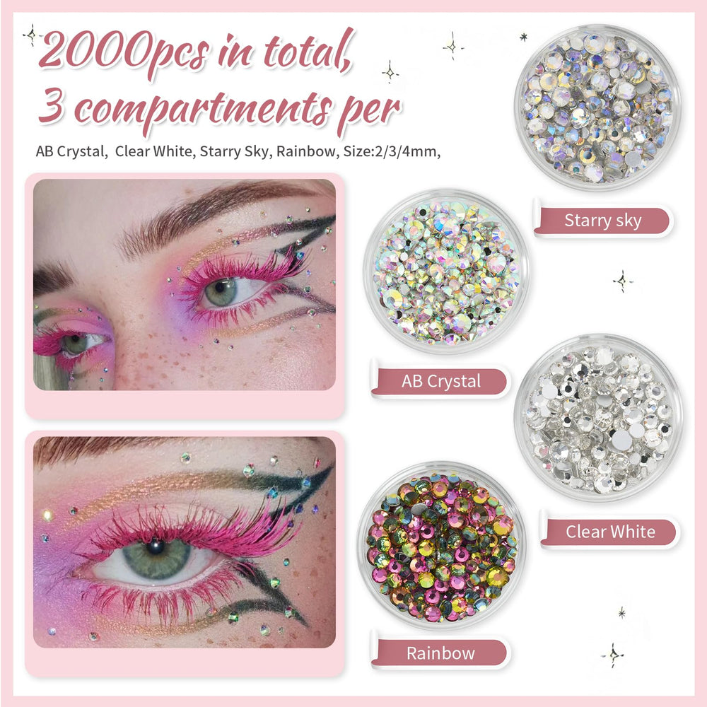 EARLMONI overhead display of mixed-size rhinestones and pearls for variety