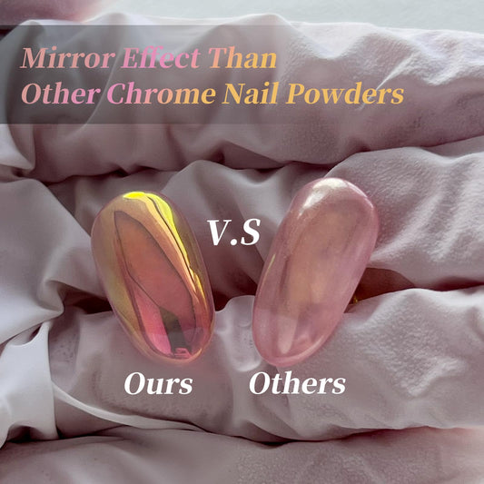 EARLMONI ultra-fine Sunset Chrome powder close-up revealing silky texture and shine