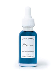 Earth Harbor front-packaging showing MARINA ampoule and label for shelf appeal