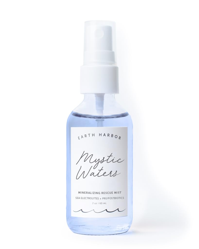 Earth Harbor bottle front view showing label and glass packaging for clean skincare