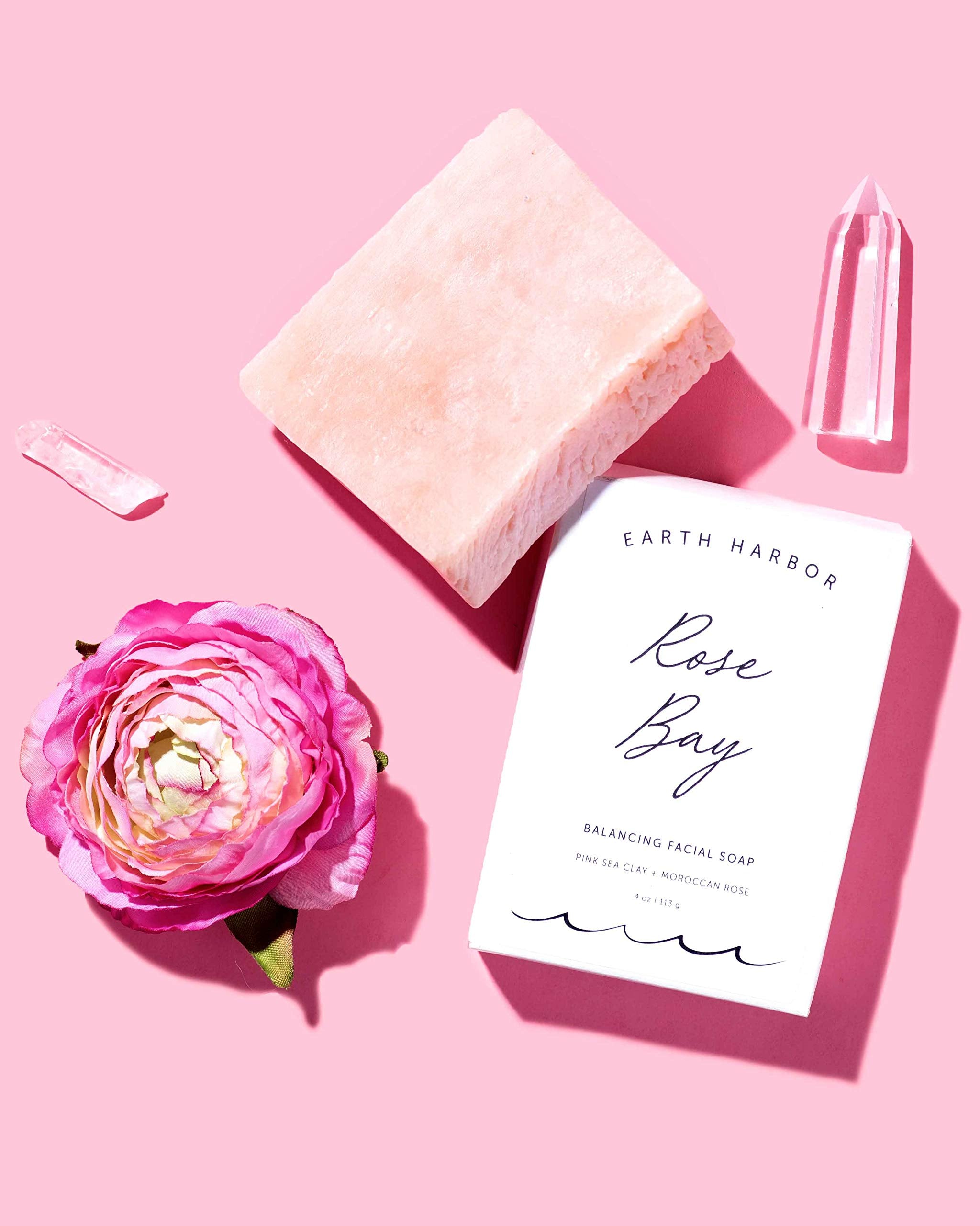 Earth Harbor Rose Bay creamy foamy lather on hand demonstrating gentle cleanse