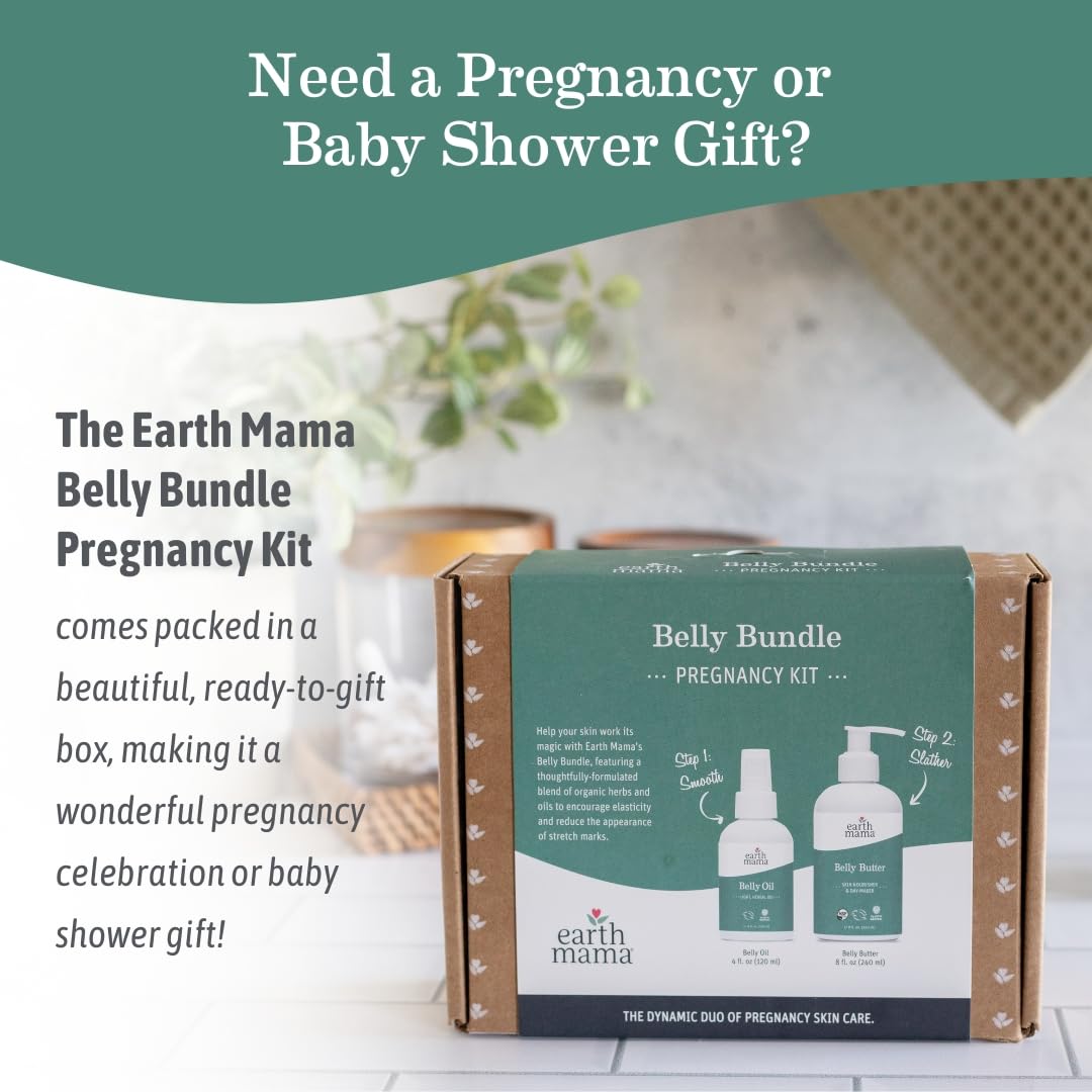 Earth Mama Belly Bundle in maternity setting demonstrating comfortable bump care