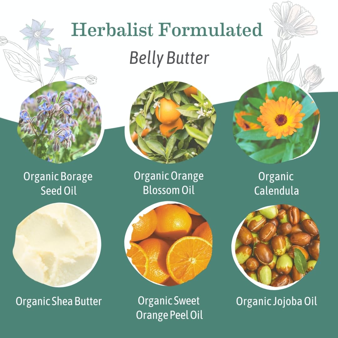 Earth Mama Belly Oil bottle detail showing light botanical oil for smooth application