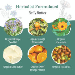 Earth Mama Belly Oil bottle detail showing light botanical oil for smooth application
