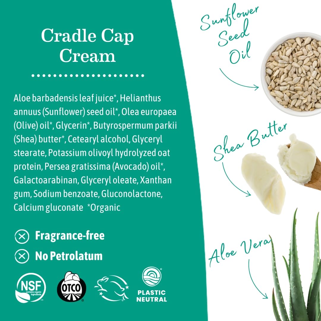 Earth Mama cradle cap cream held in hands to show 2 oz size and easy portability