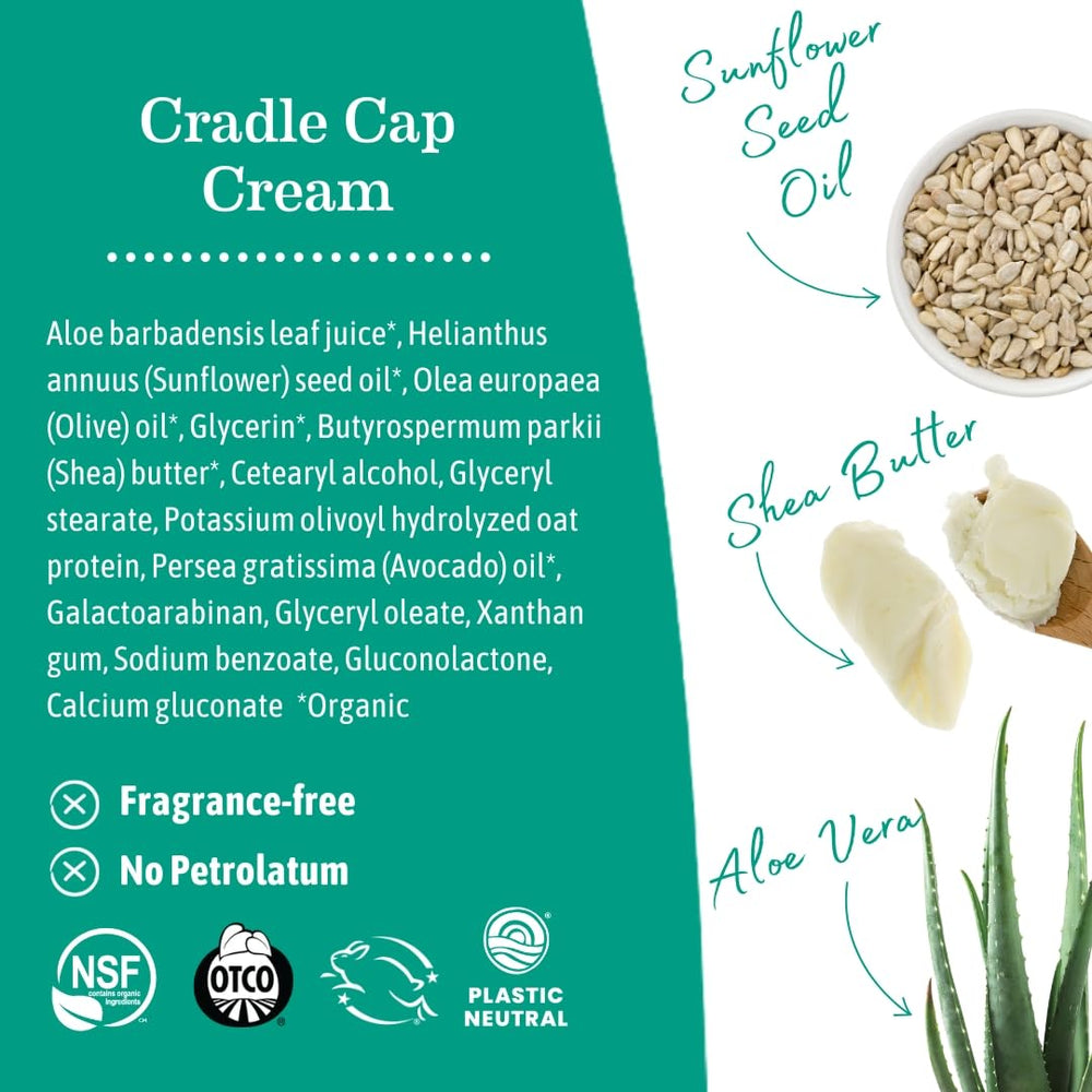 Earth Mama cradle cap cream held in hands to show 2 oz size and easy portability
