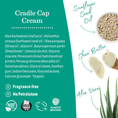Earth Mama cradle cap cream held in hands to show 2 oz size and easy portability