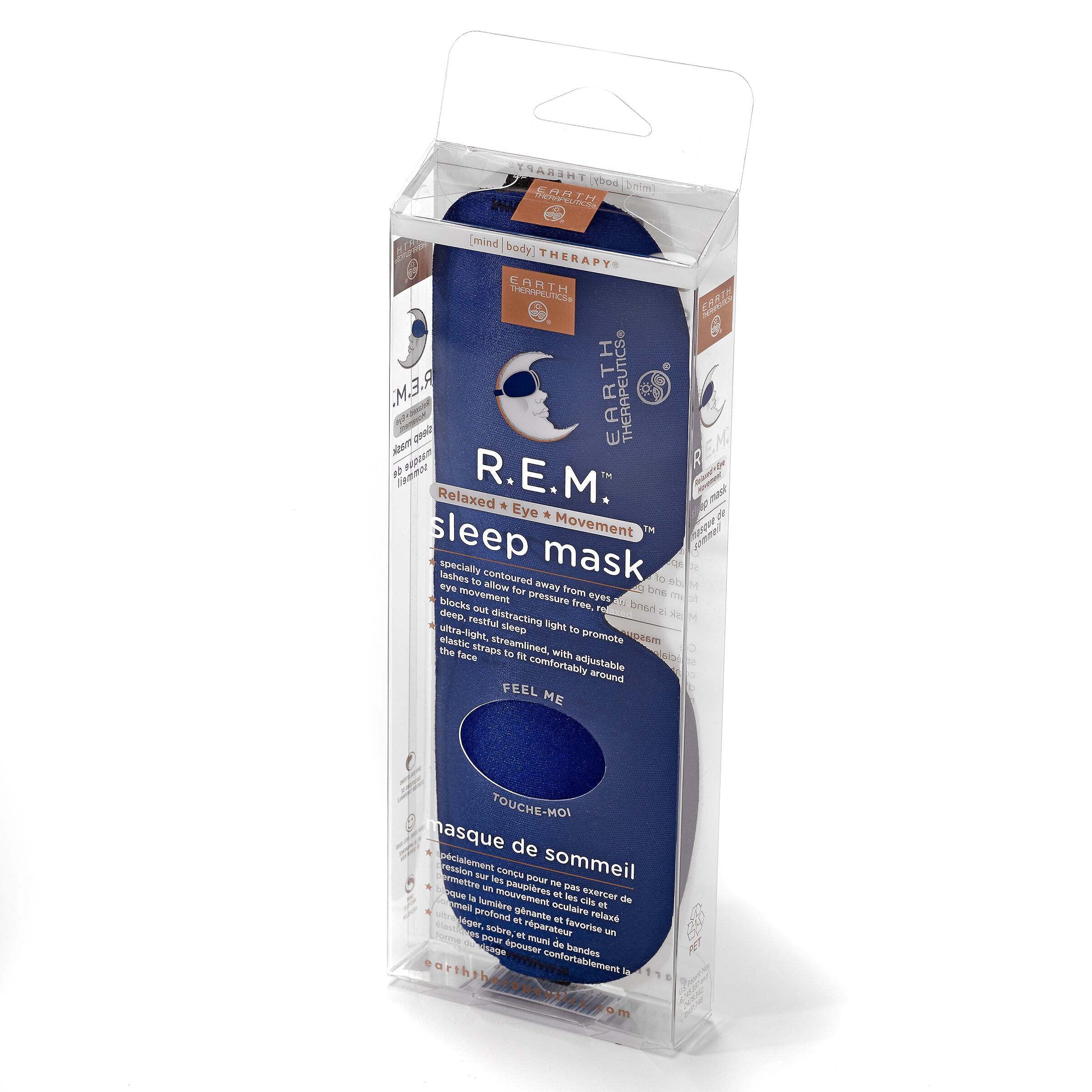 Earth Therapeutics front view of sleep mask showing blackout coverage and comfort