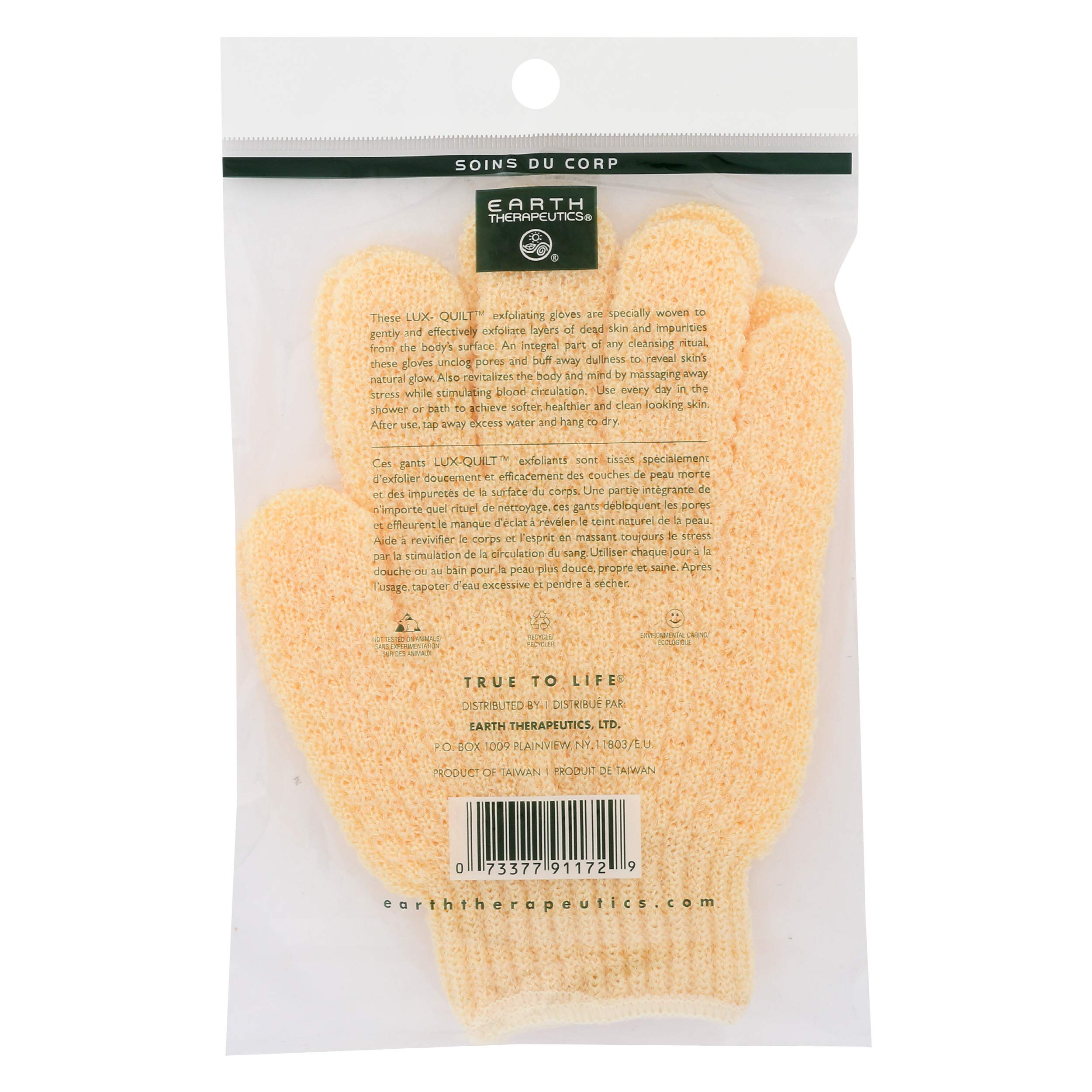 Earth Therapeutics close-up of Lux-Quilt texture highlighting gentle exfoliating weave