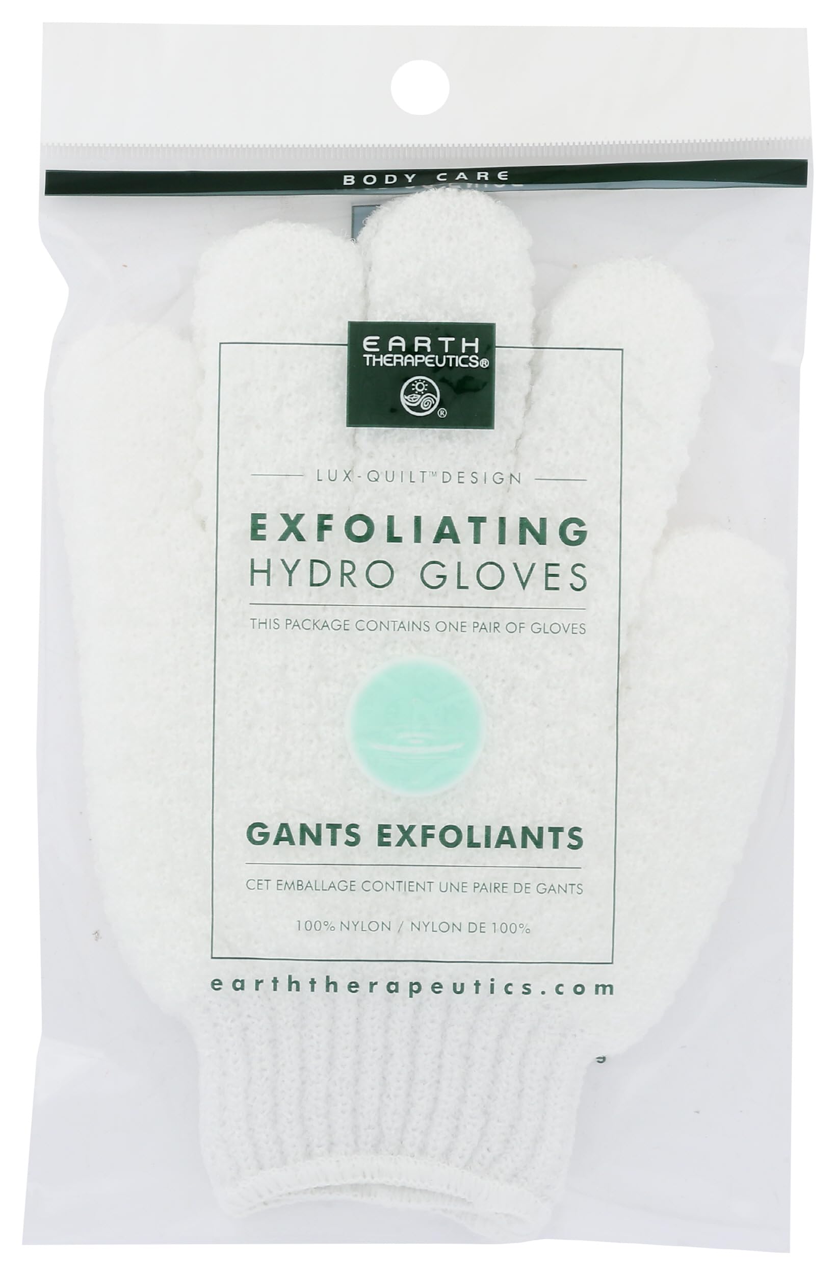 Earth Therapeutics hydro glove front view shows compact pair and easy-grip benefit