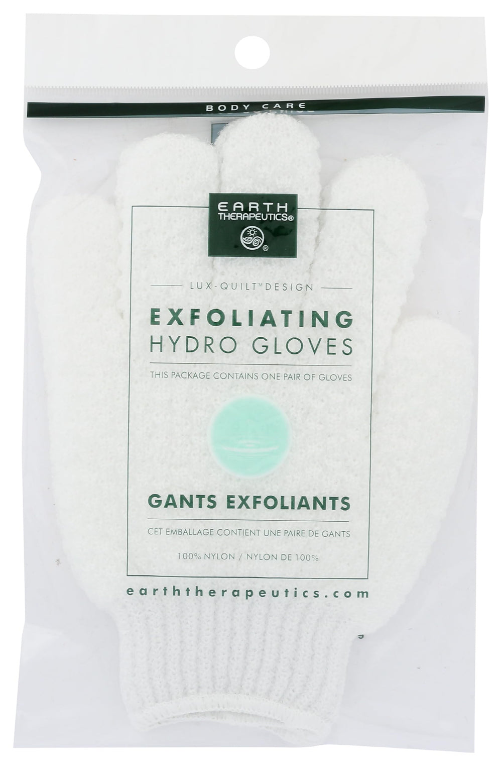 Earth Therapeutics hydro glove front view shows compact pair and easy-grip benefit