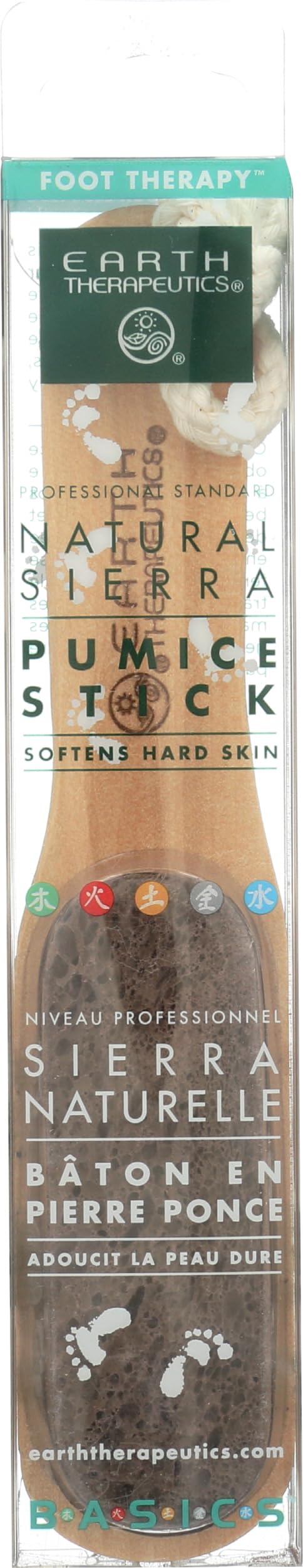 Earth Therapeutics pumice stick front view showing ergonomic handle and stone, for easier exfoliation