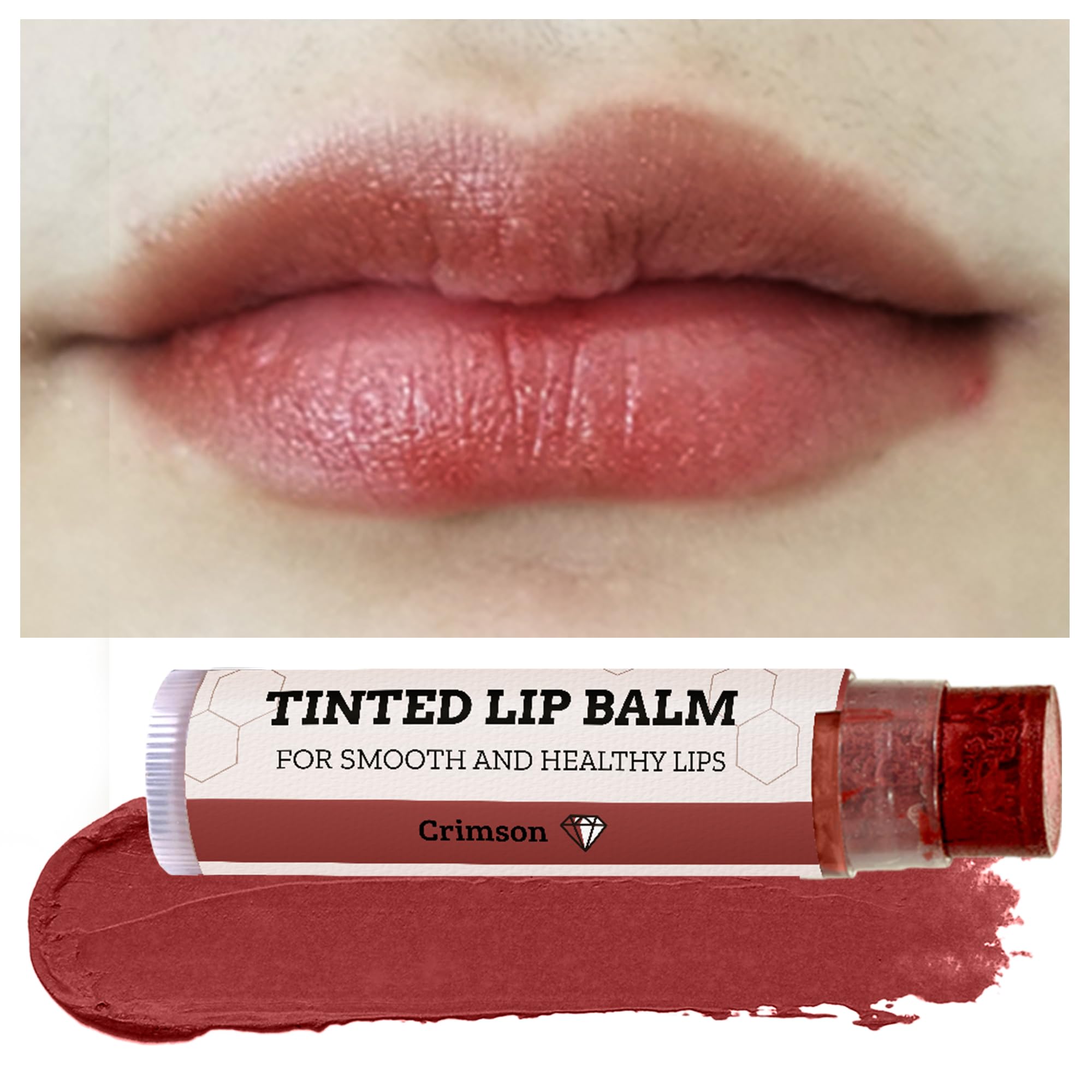 Earth's Daughter close-up balm swirl showing creamy crimson tint payoff