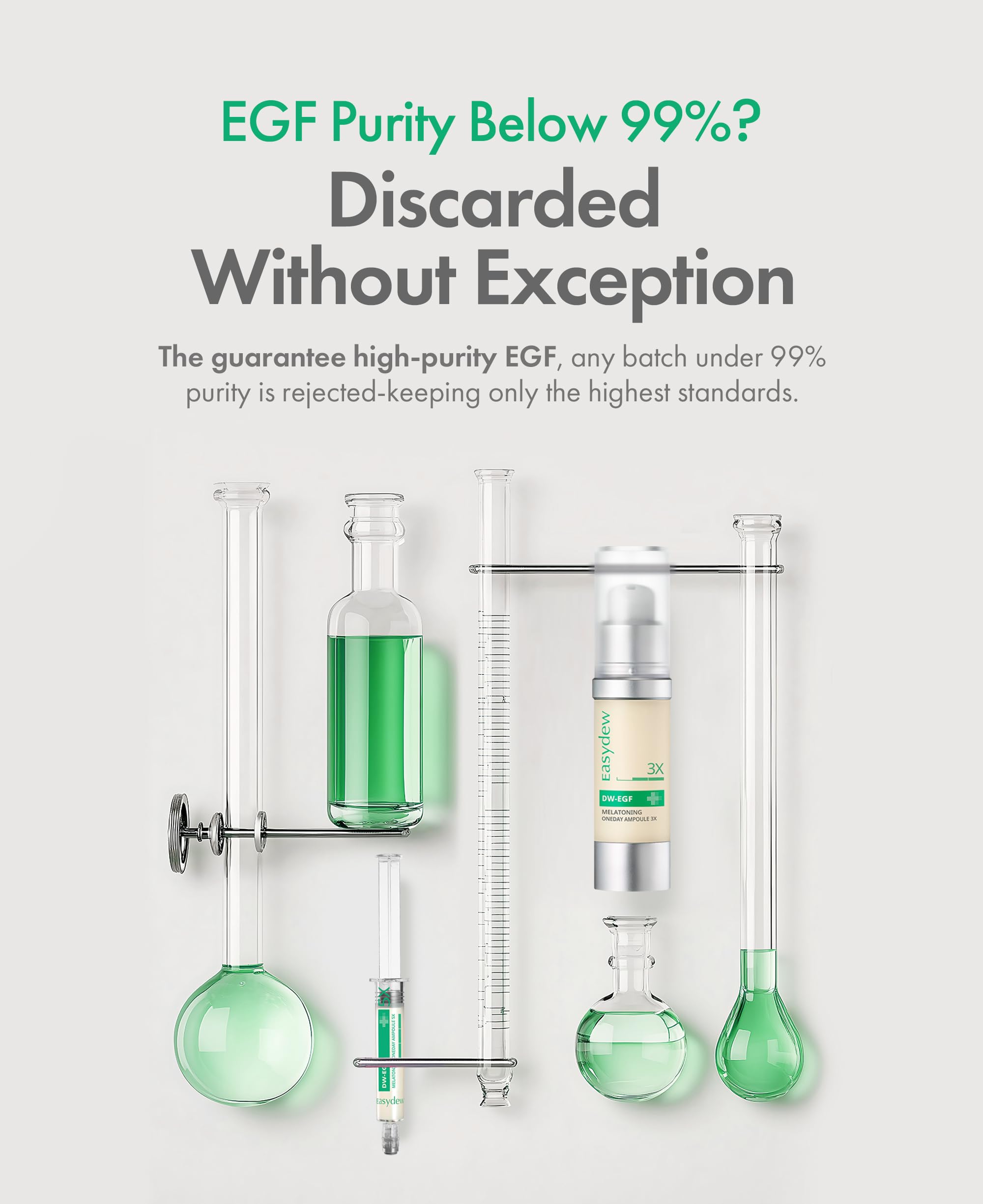 EASYDEW ampoule held in hand showing compact size and easy dosing