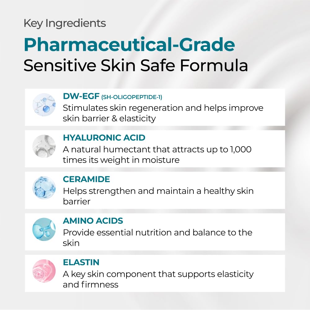 EASYDEW DW-EGF cream label close-up showing ingredient highlights for skin resilience