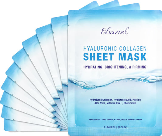 Ebanel front box packaging showing 10 masks and benefits
