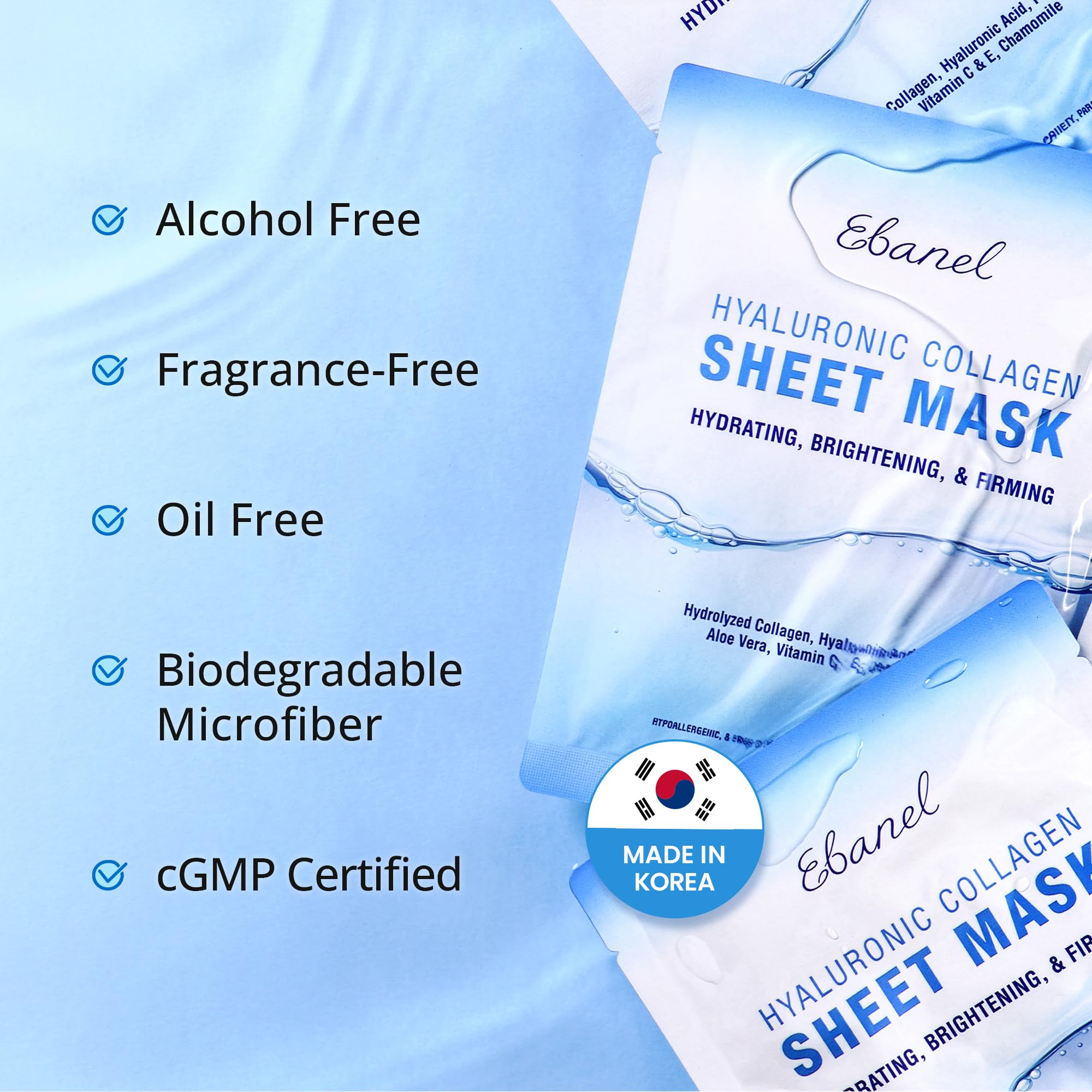 Ebanel ingredients display hyaluronic acid and vitamin C benefits