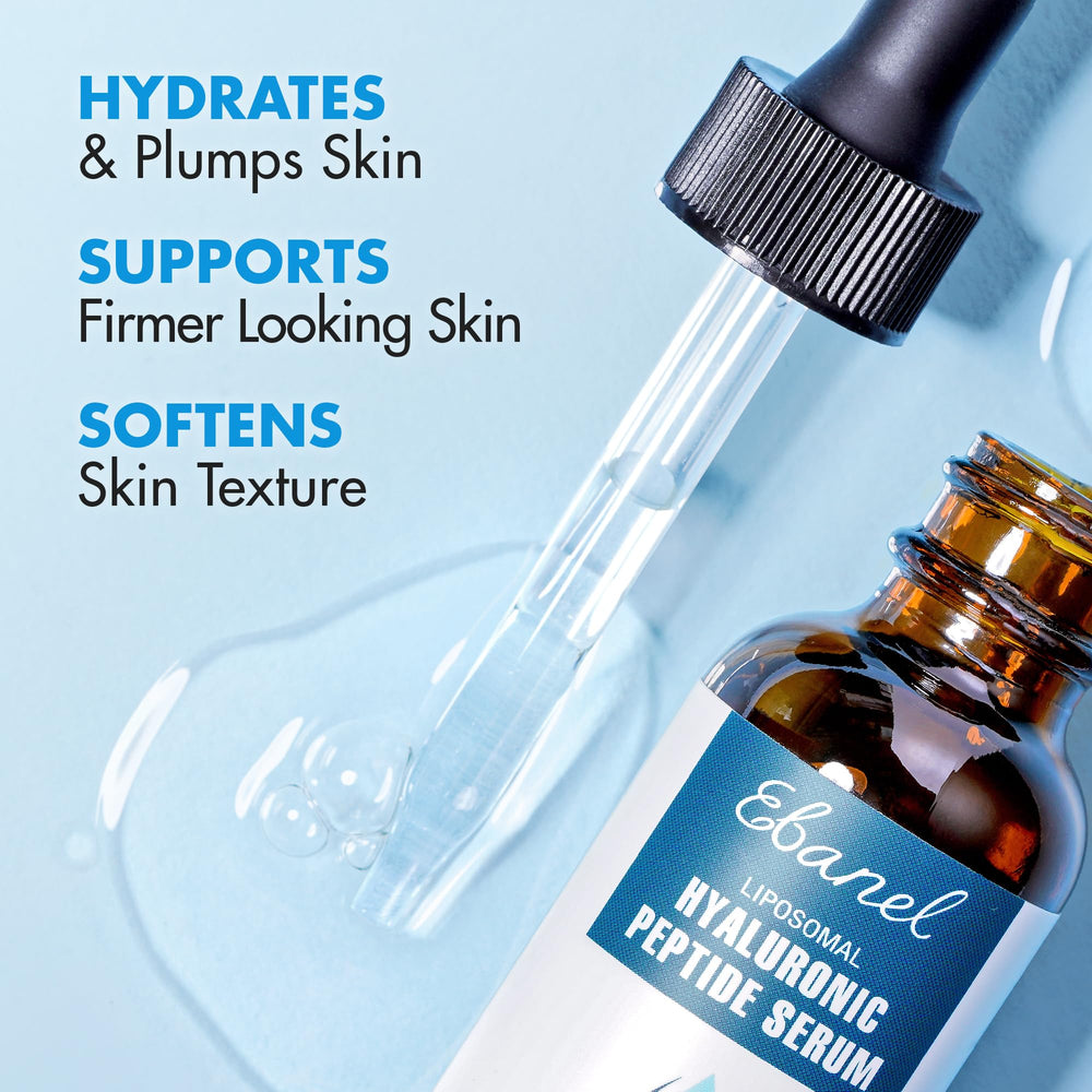 Ebanel dropper dispensing clear serum highlighting precise application and controlled dosing