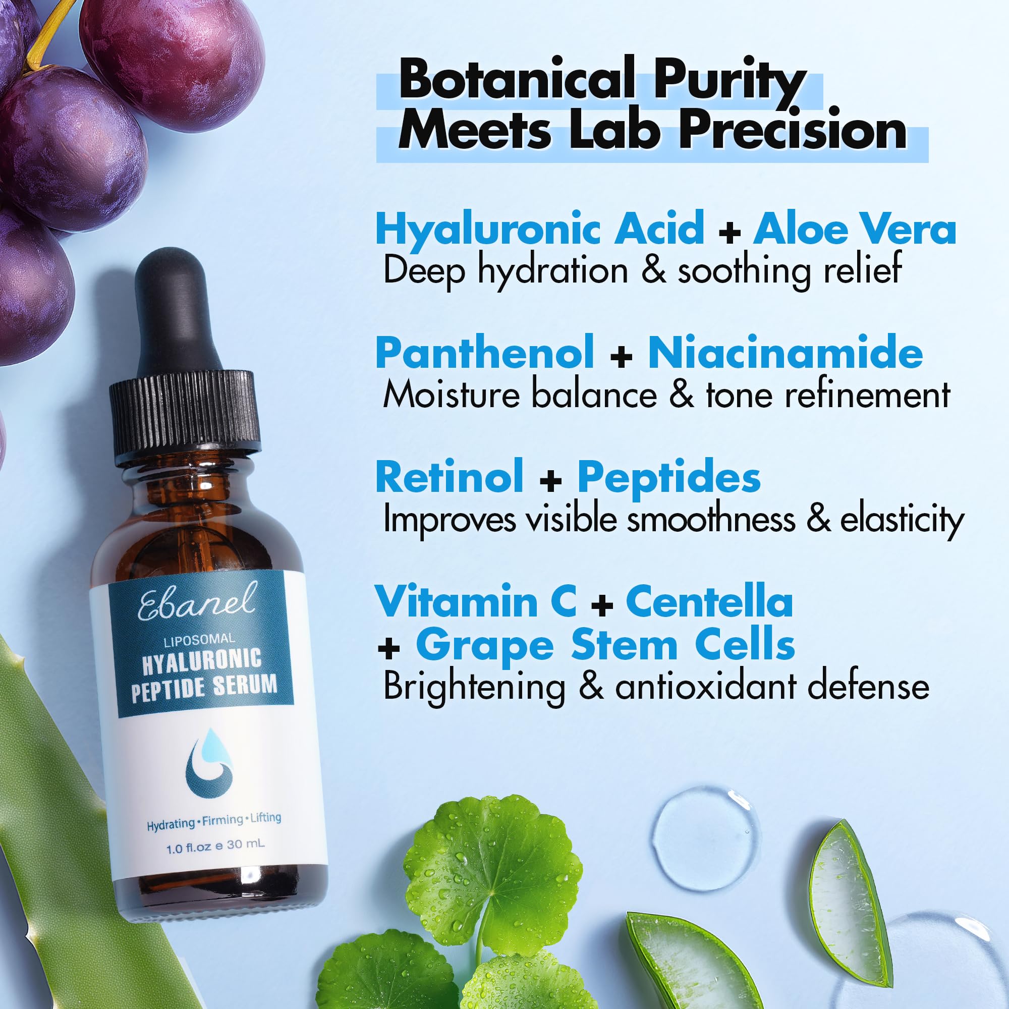 Ebanel serum texture close-up showing lightweight hydration and fast-absorbing finish