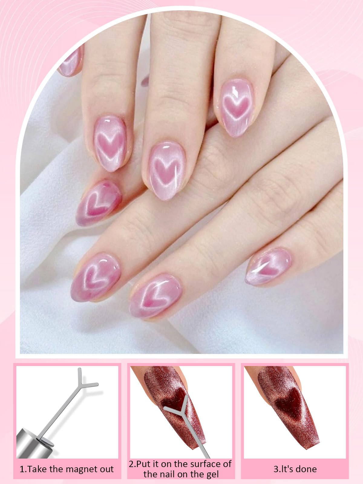 EBANKU close-up of assorted magnets highlighting shapes for varied nail effects