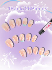 EBANKU closeup of pink flower pattern on nail, vivid design detail for playful looks
