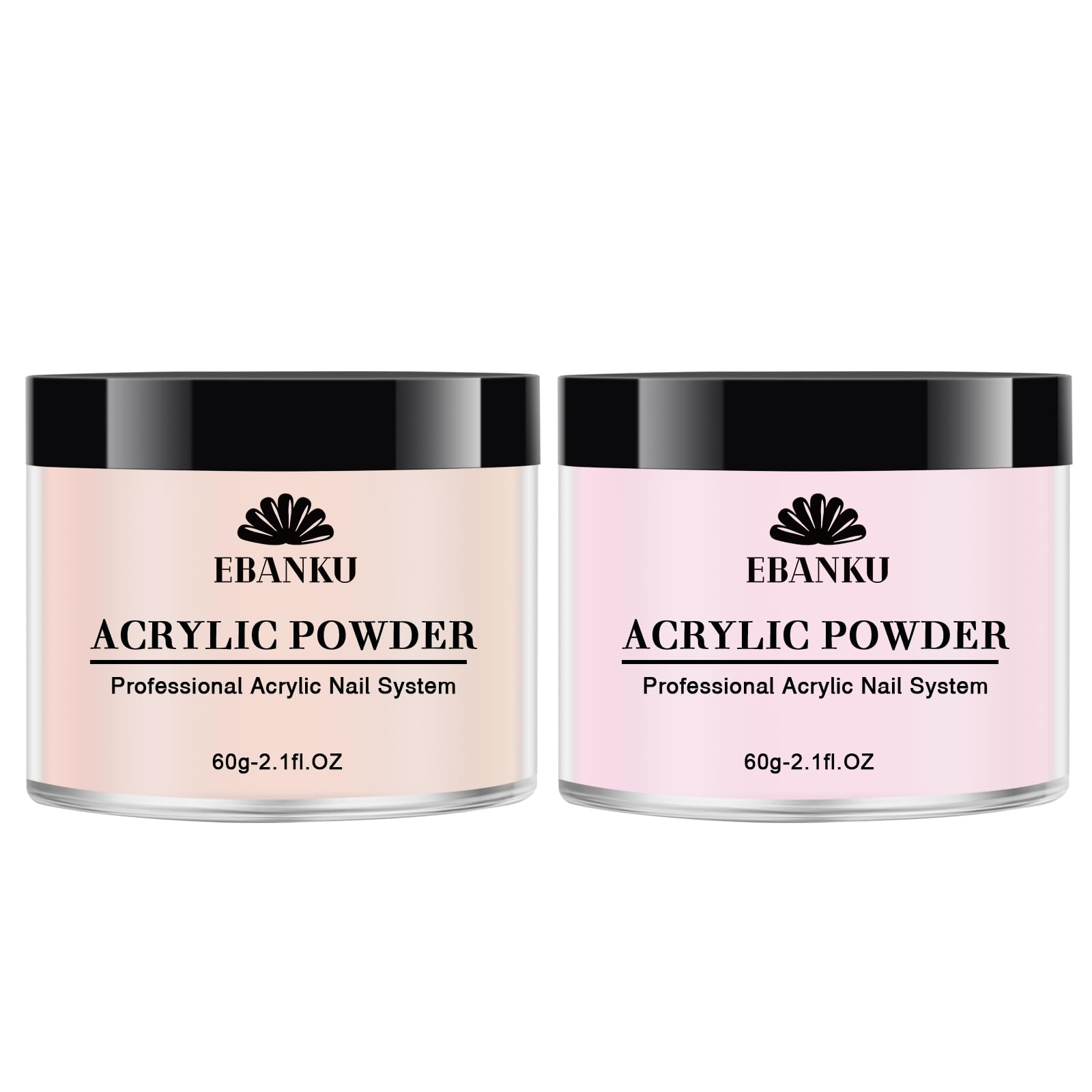 EBANKU front packaging showing two nude pink acrylic jars and brand clarity
