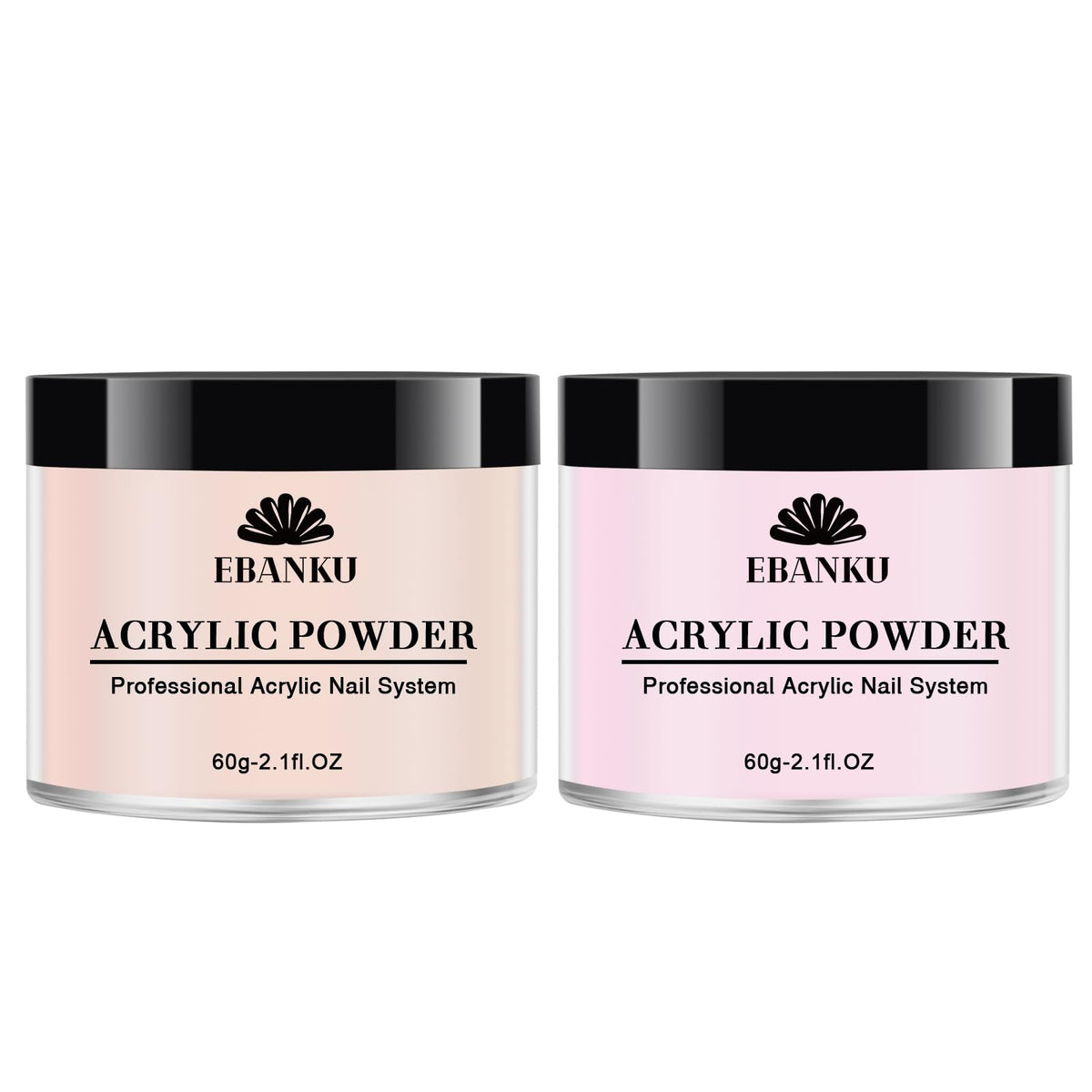 EBANKU front packaging showing two nude pink acrylic jars and brand clarity