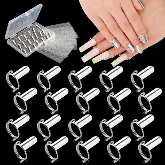 EBANKU front view of silver wudu rings set showing included rings and tabs, convenient kit