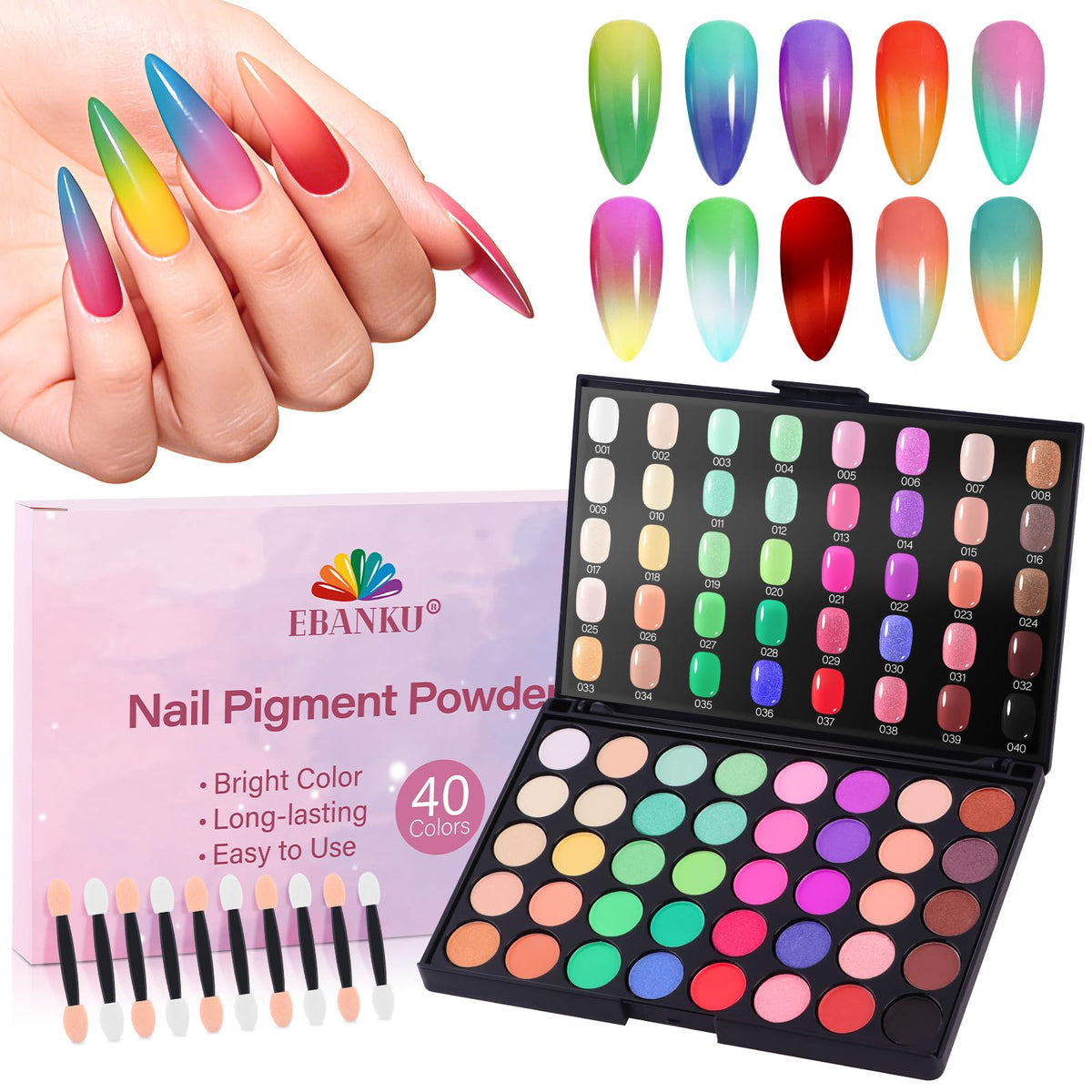 EBANKU front packaging showing 40-color set and tools for easy selection