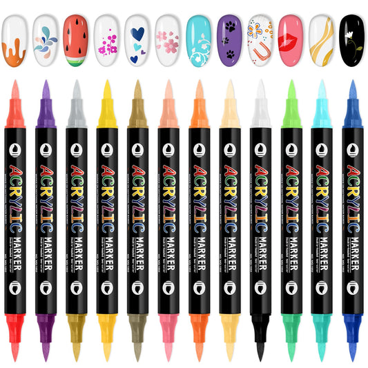 EBANKU front packaging showing 12 dual-headed pens and 24 colors for versatile nail art