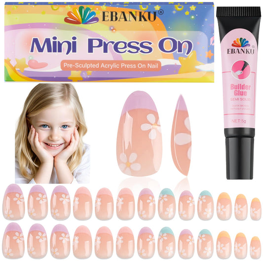 EBANKU front packaging showing 26-piece kids nails, clear organization and quick selection benefit