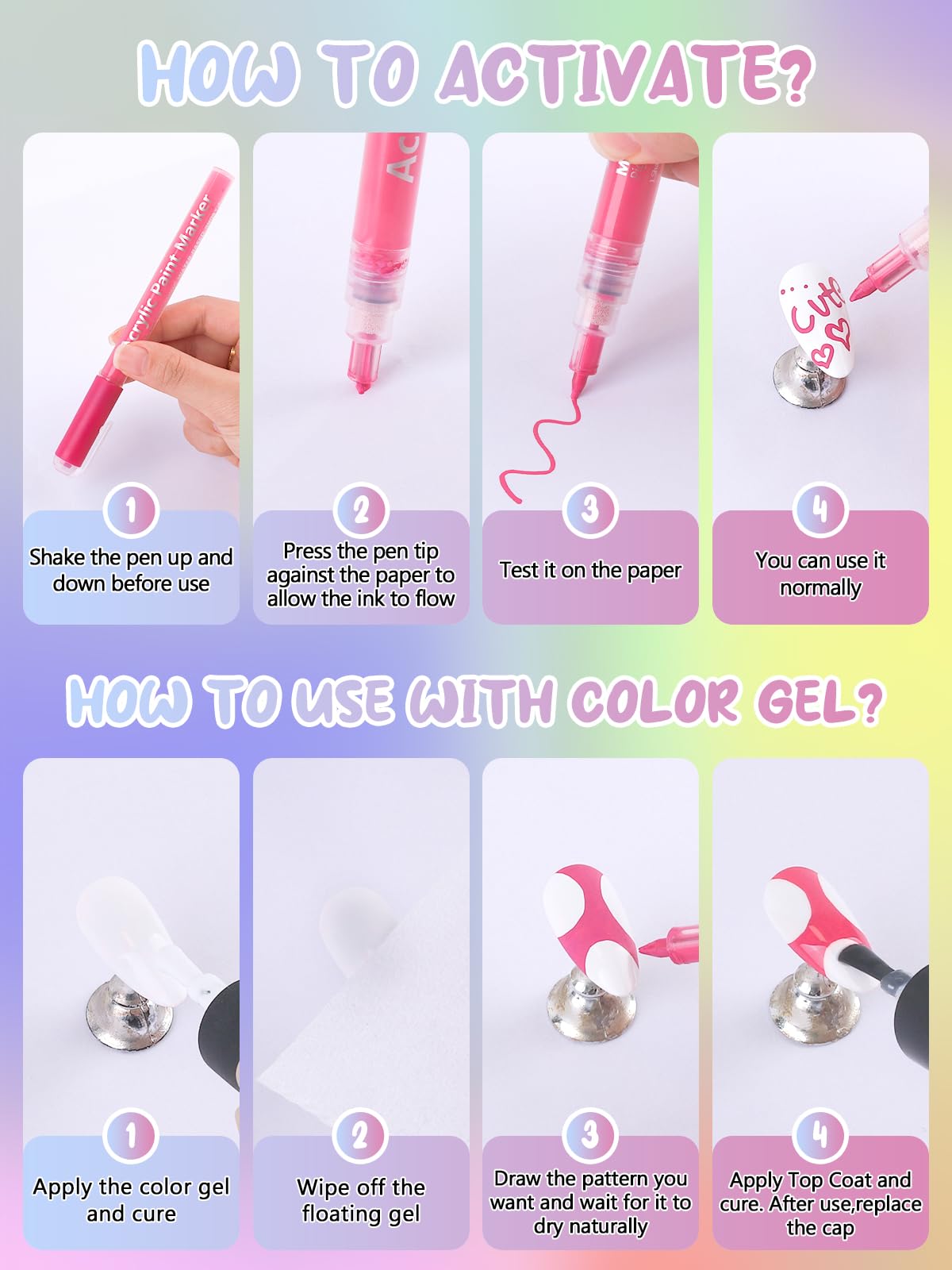 EBANKU flatlay with pen and tools for effortless DIY nail art