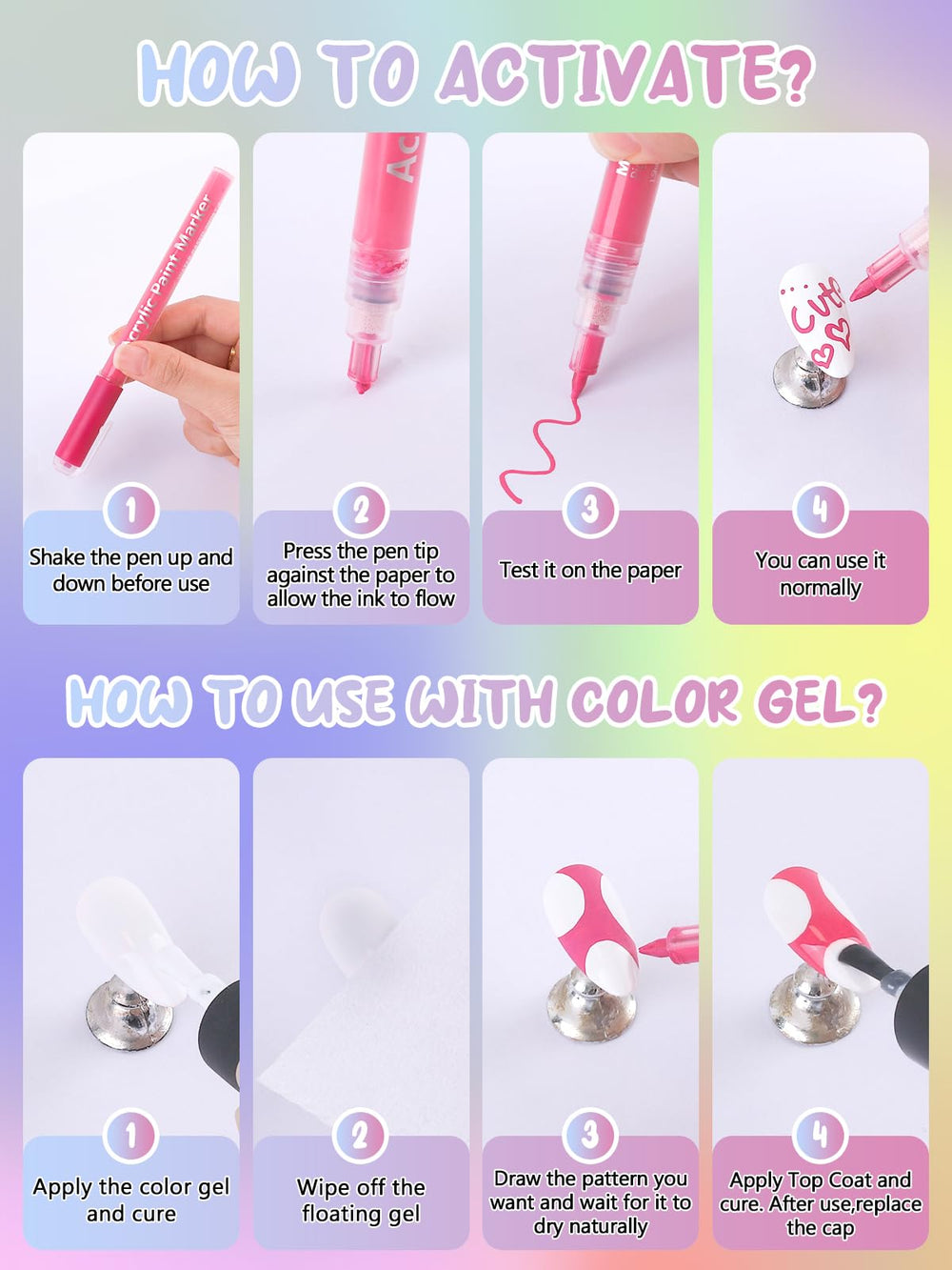 EBANKU flatlay with pen and tools for effortless DIY nail art