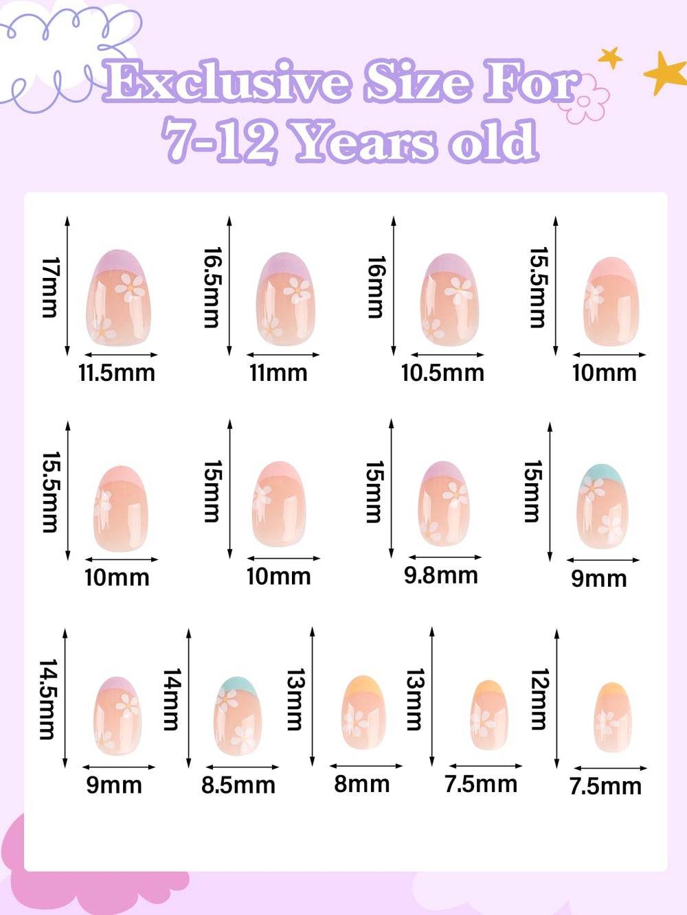 EBANKU numbered size layout with 13 sizes visible, simplifies fitting and keeps nails organized