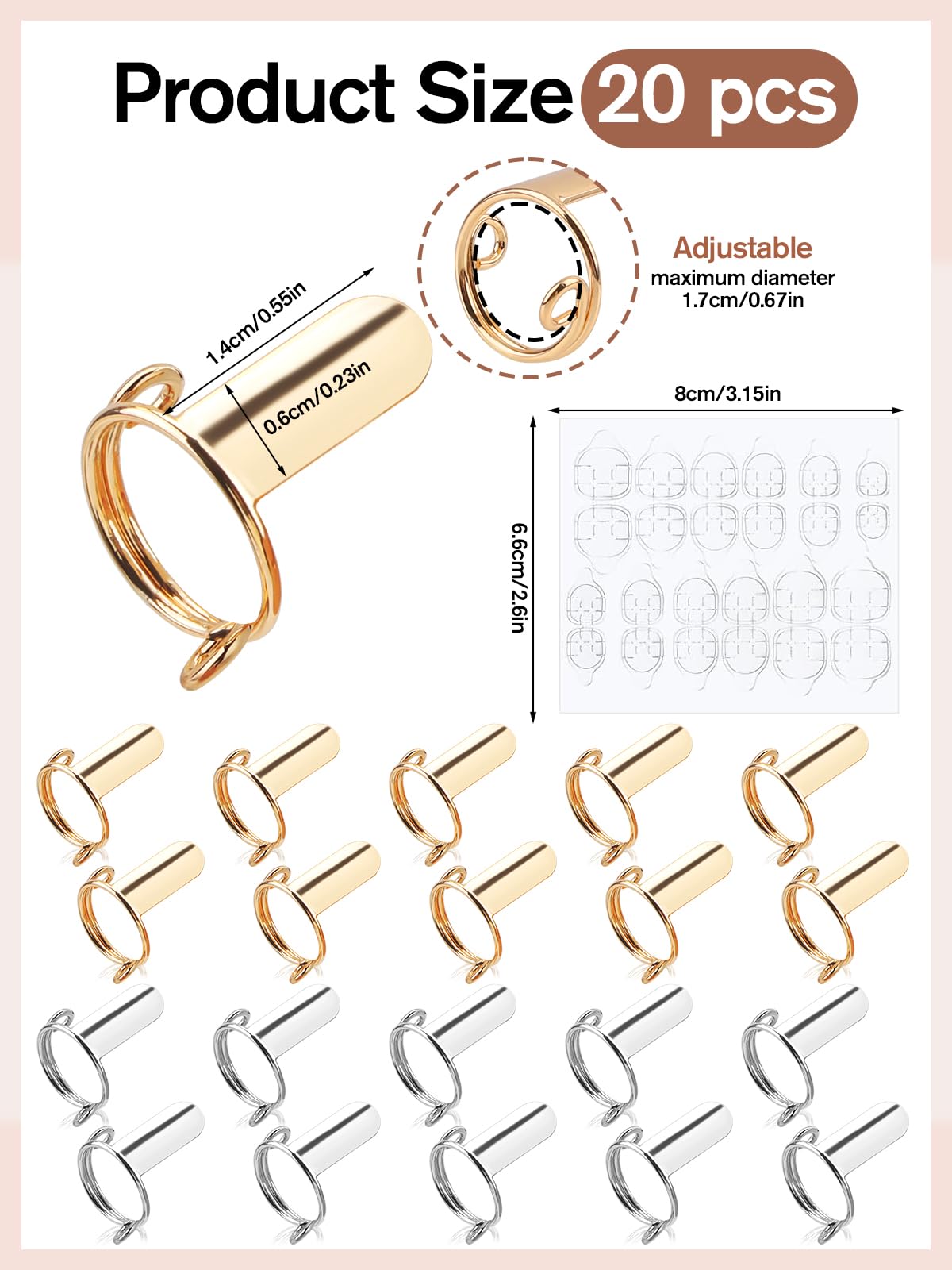 EBANKU rings shown on varied hand sizes for adjustable fit benefit