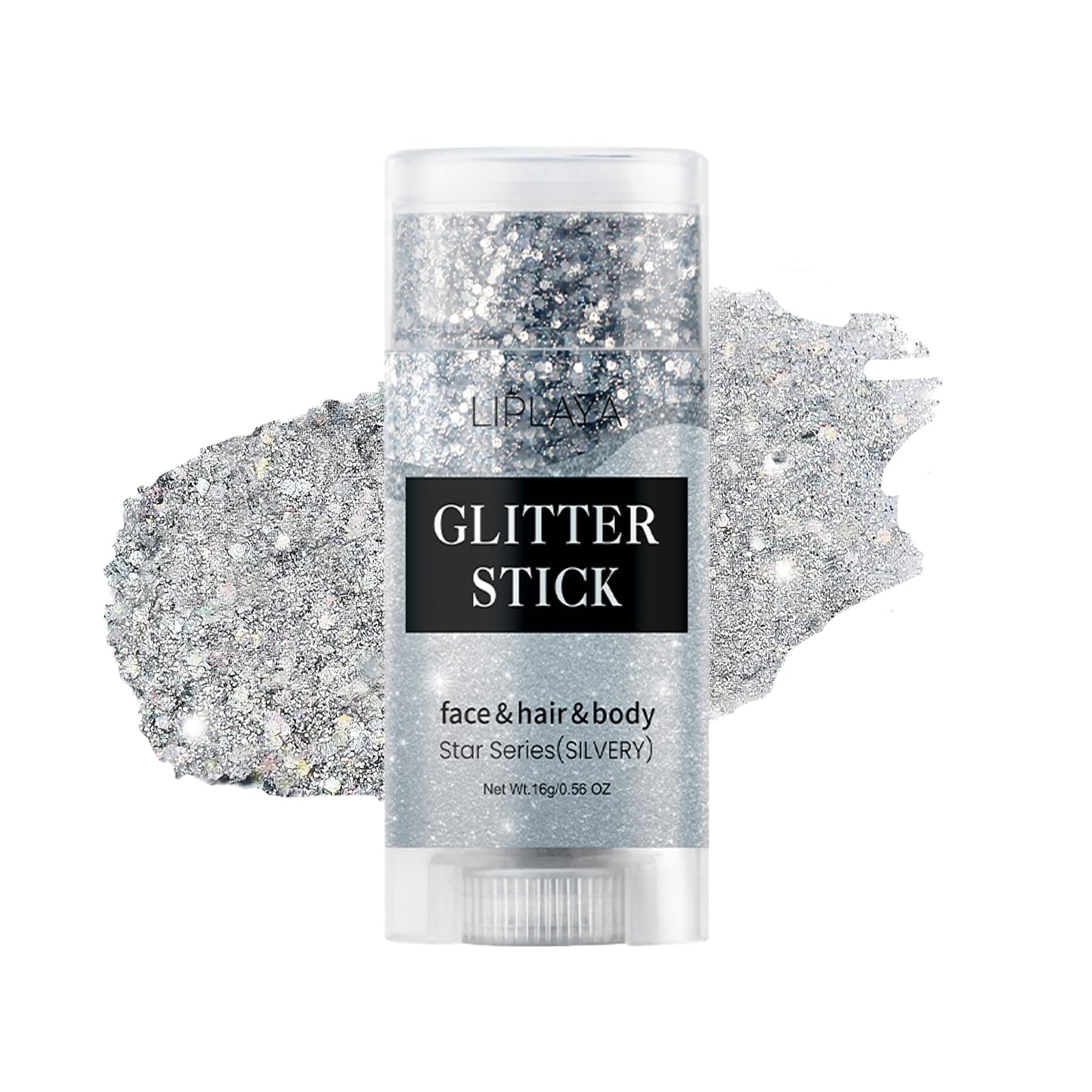 EBHDEH glitter stick front view showing compact portable shimmer