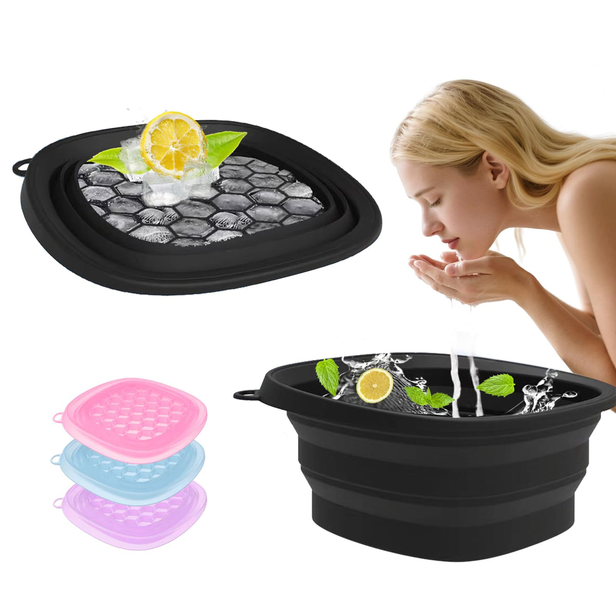 EBIGIC face bowl front view showing compact portable design and instant cooling