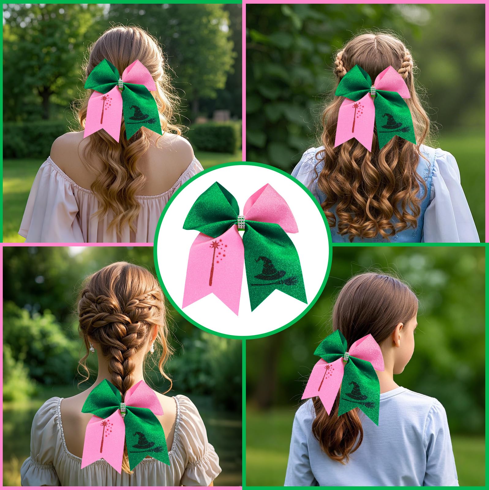 eboOzone green bow printed with witch hat motif for bold fan style
