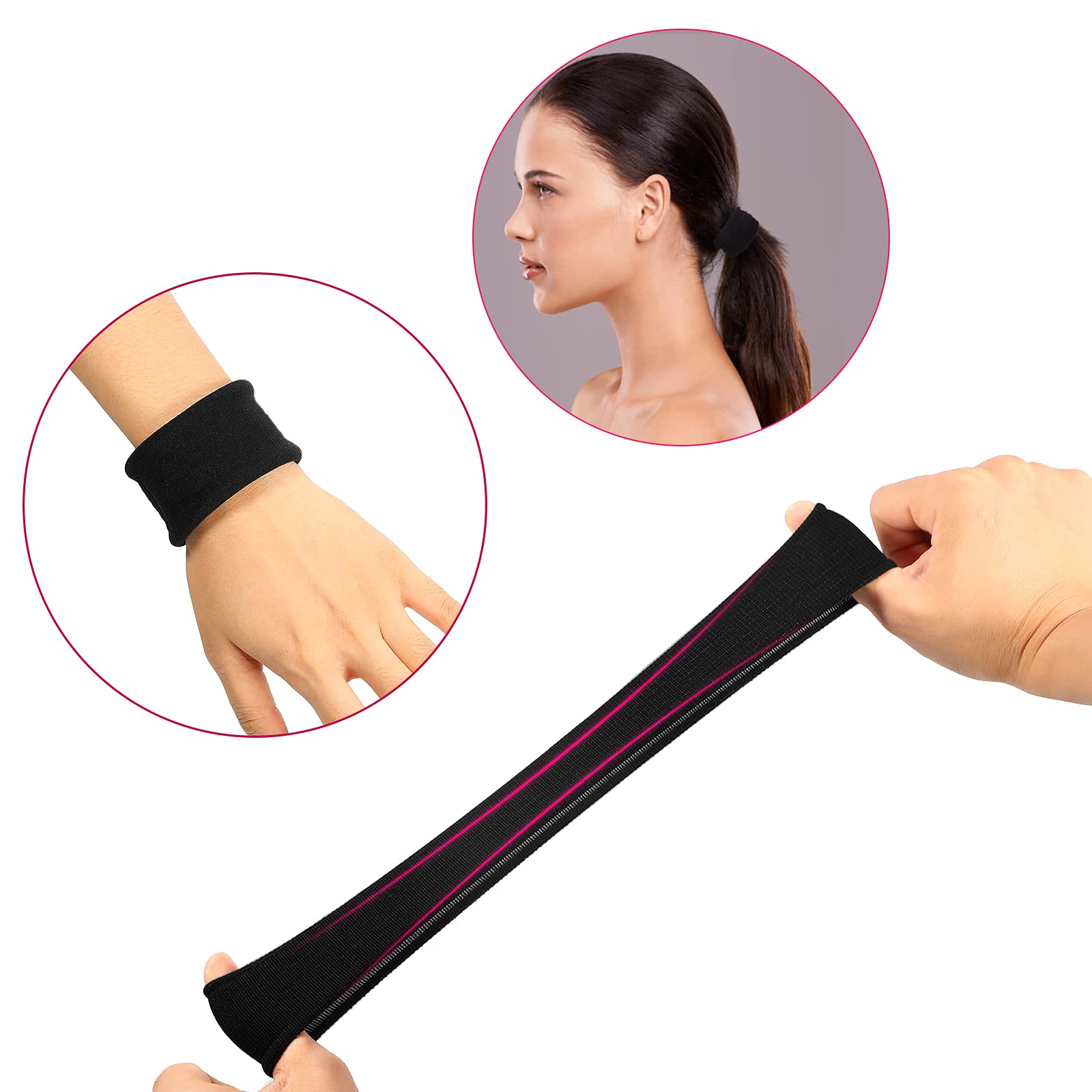 EBOOT hair tie securing a thick ponytail to show strong hold during activity