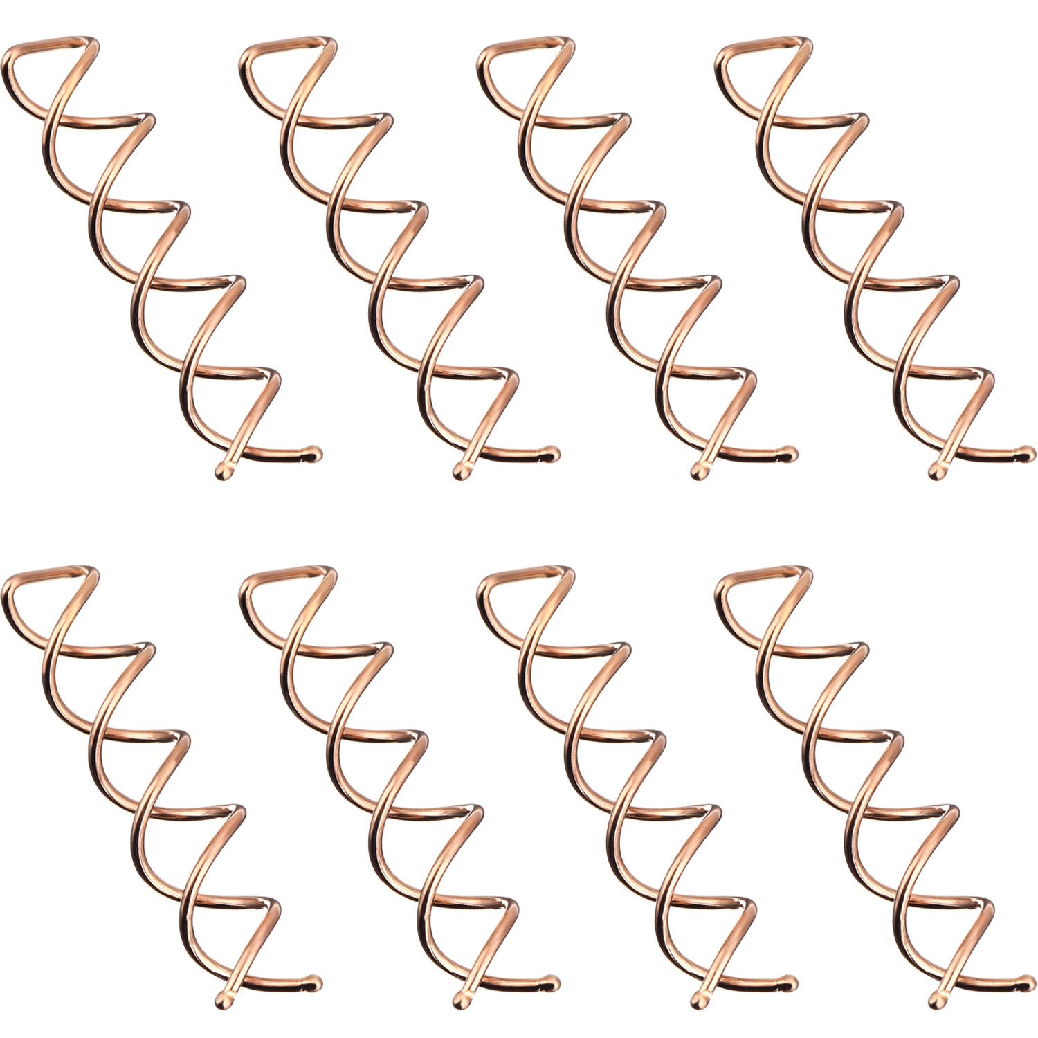 EBOOT front pack of twenty rose gold spiral hair pins showing quantity and finish