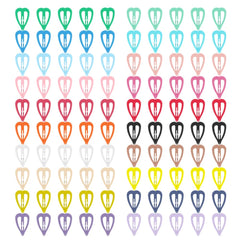 ECADY front pack of 100 heart snap hair clips showing colorful variety and convenience