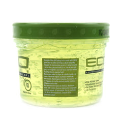 ECCO Eco Styler close-up texture of olive oil gel showcasing smooth shine