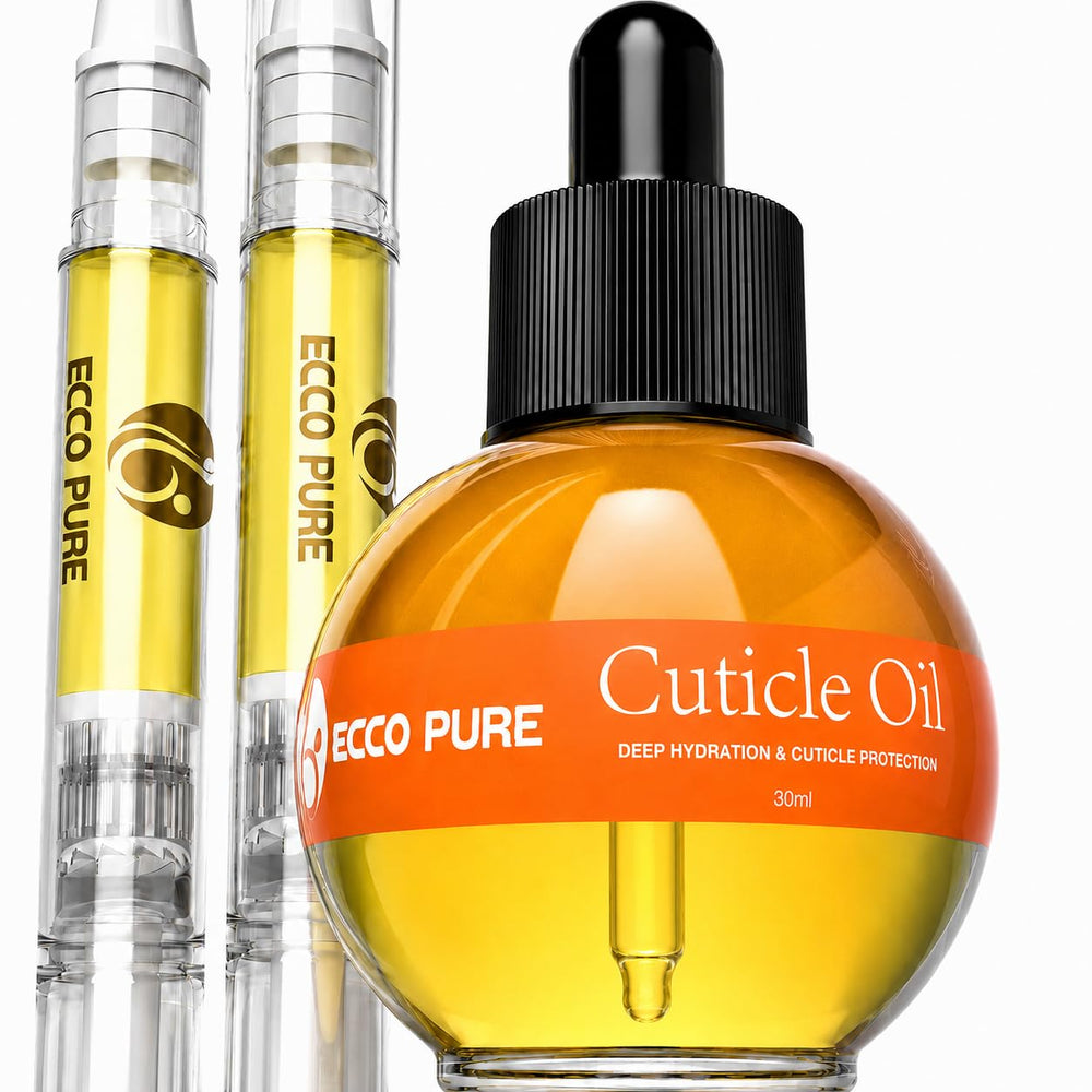 ECCO PURE front packaging showing full cuticle oil set benefit hydration