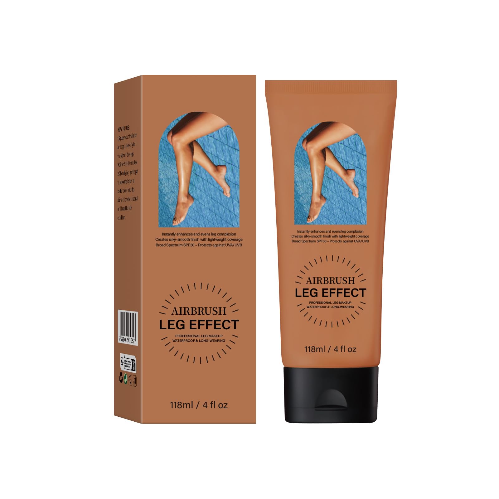ECDMKF front packaging showing compact waterproof leg makeup, reliable coverage