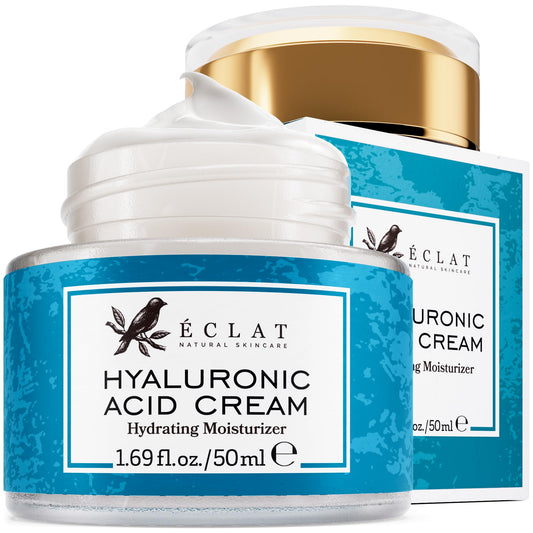 Eclat Skincare front jar view showing clean packaging and moisturizing benefits