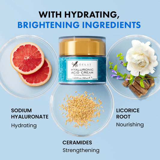 Eclat Skincare open jar texture close-up demonstrating lightweight hydration